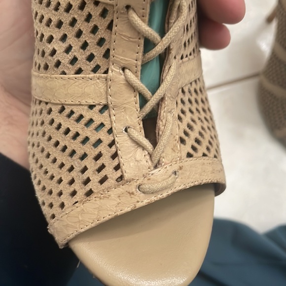 Joie Laser Cut Suede and snake skin Trimmed booties. - Picture 12 of 16